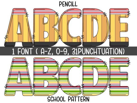 School Pattern Font PNG with transparent background - Preview 2