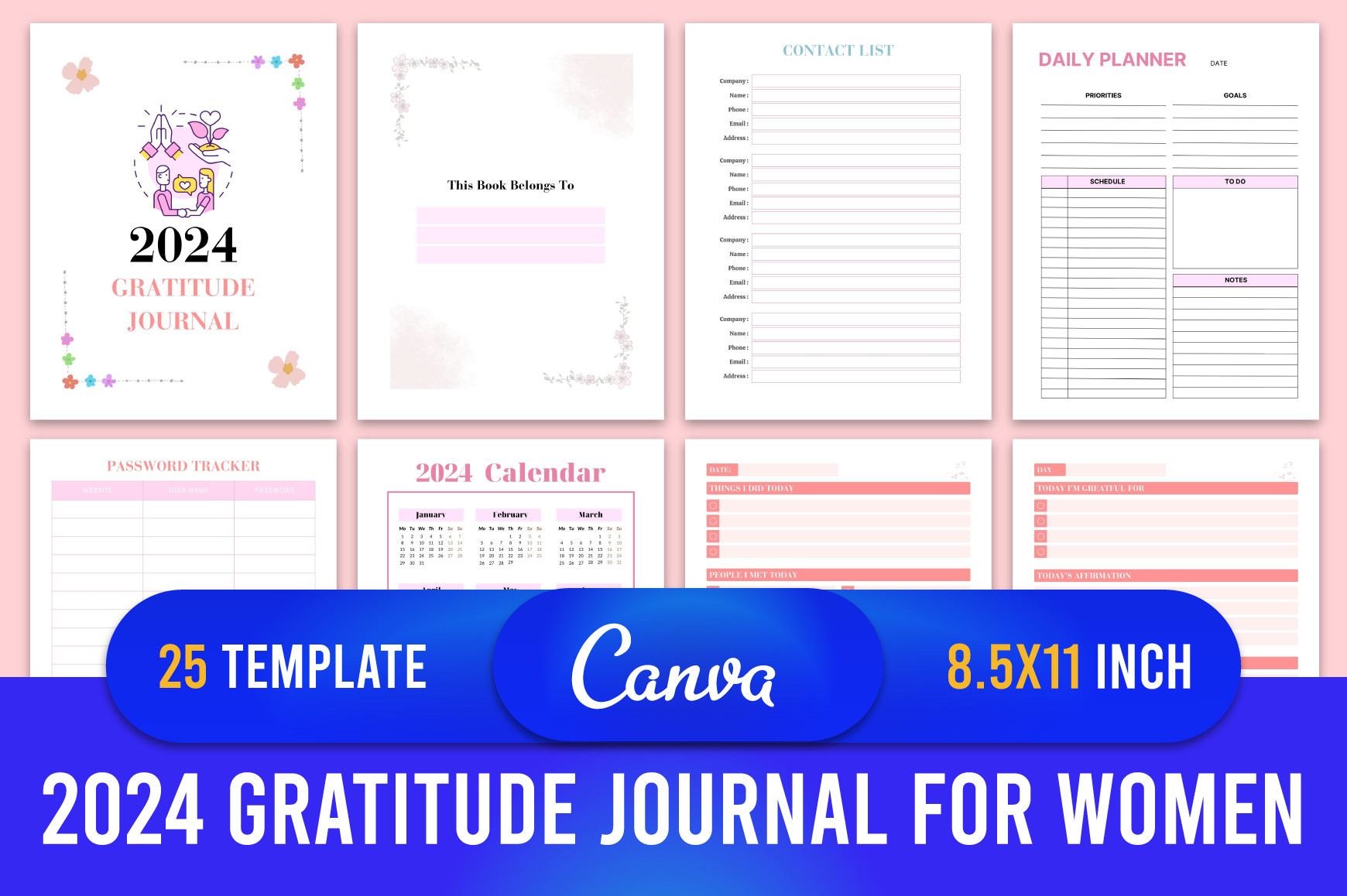 2024 Gratitude Journal for Women Canva Graphic by designmela01 ...