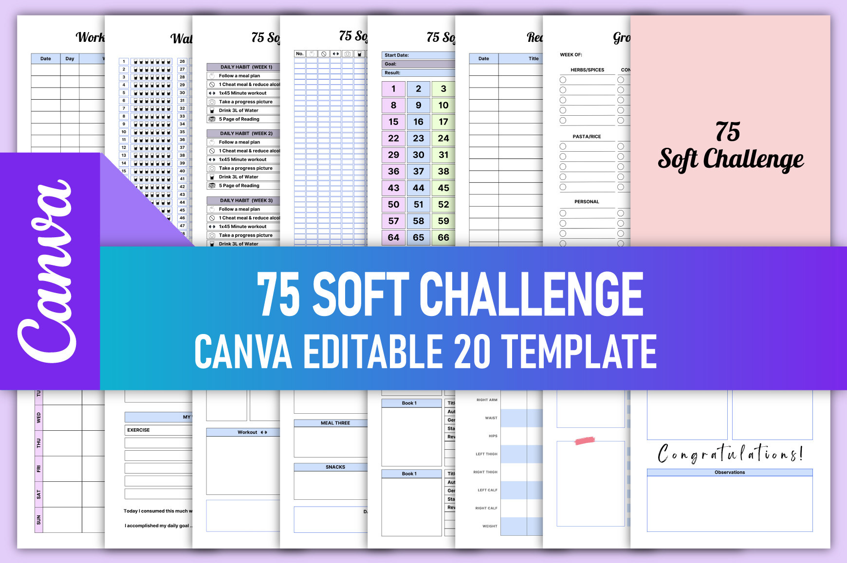 Editable 75 Soft Challenge Canva KDP