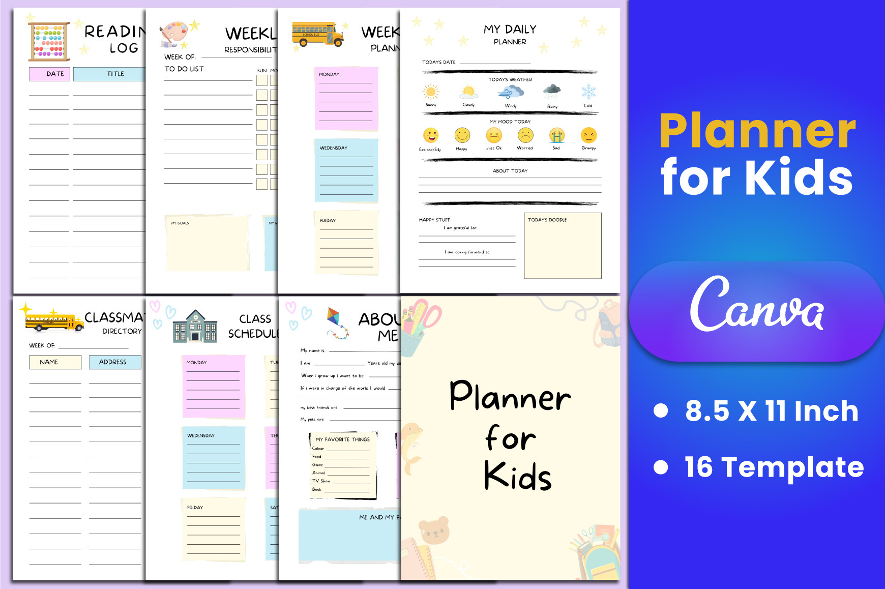 Planner for Kids Canva Interior Graphic by munjixpro · Creative Fabrica