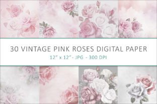 Vintage Pink Roses Digital Paper Graphic by AS Digitale · Creative Fabrica
