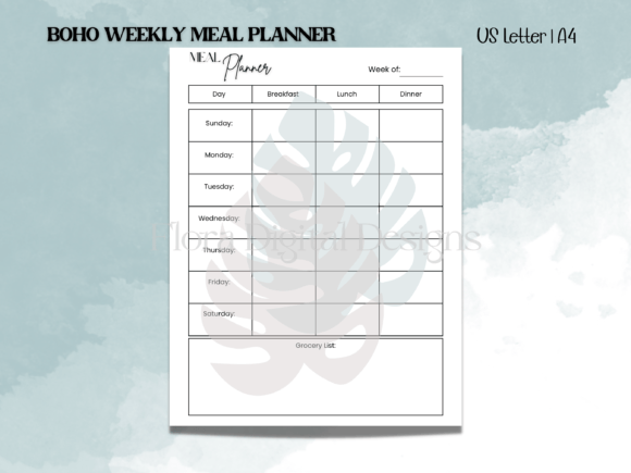Weekly Meal Planner Boho
