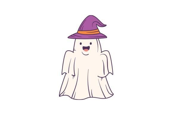 Cute Ghost with Witch Hat
