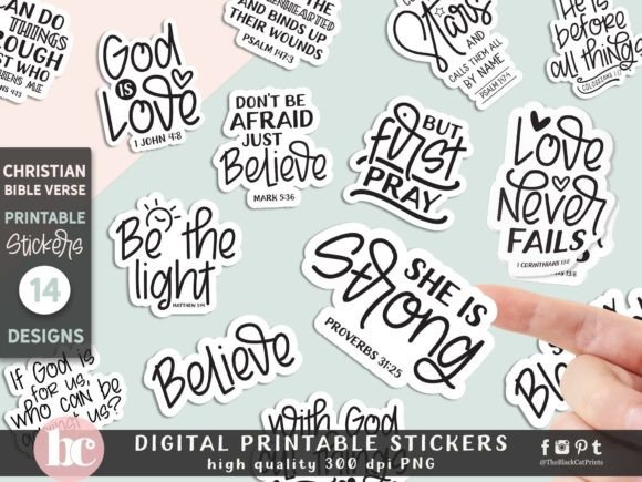 Christian Bible Verse Quote Stickers PNG