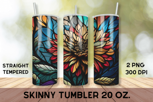 Colorful Flower Stained Glass 20 Oz Graphic AI Graphics By JinnyClipart