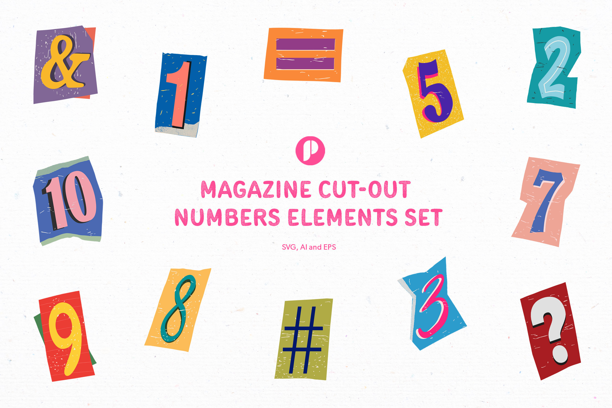 Stritched Out Numbers Magazine Cut-out Numbers Elements Set Graphic by peterdraw · Creative ...