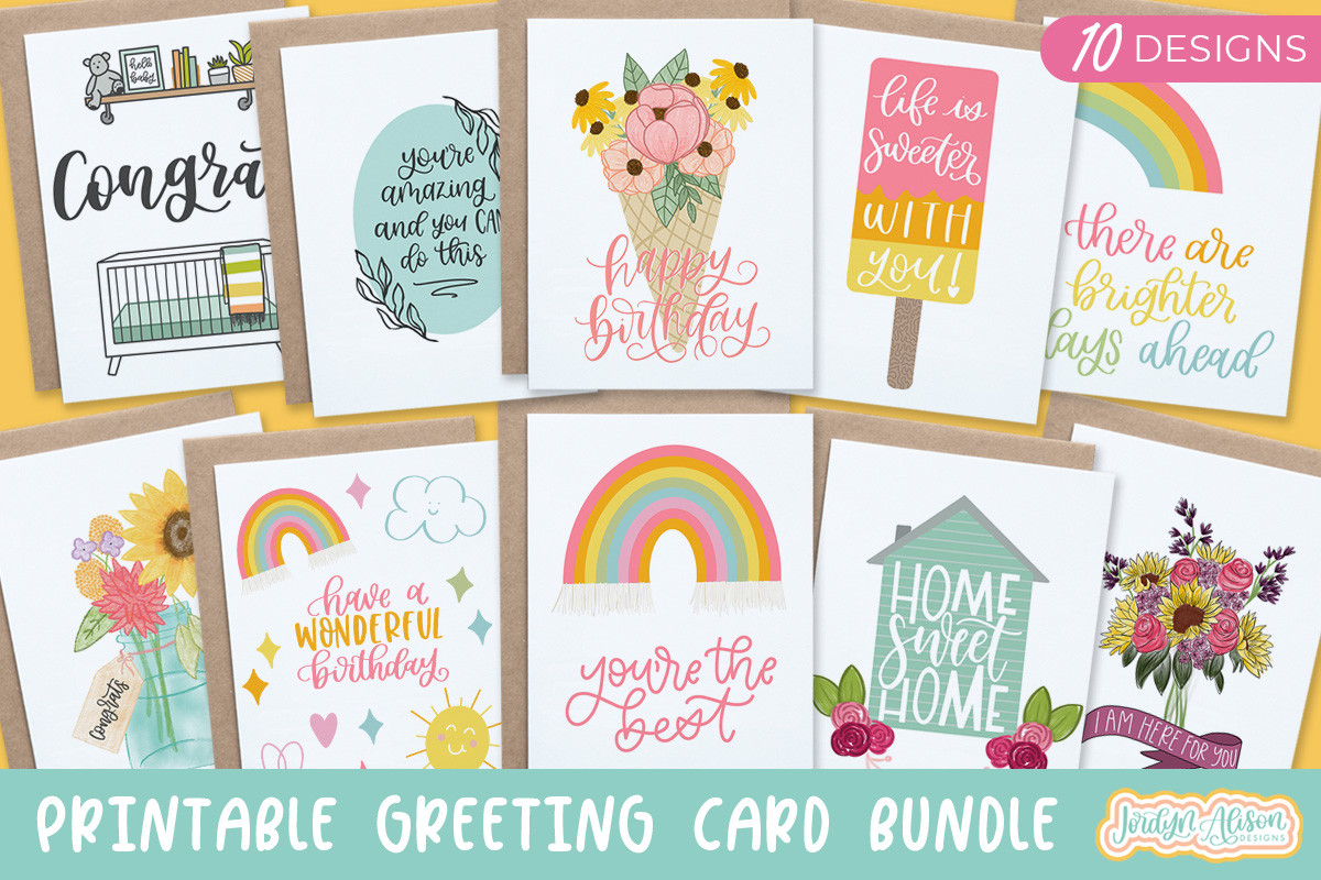Printable Greeting Card Bundle, Everyday