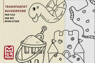 Summer Beach Doodle Line Art Png Files Graphic by moccameen · Creative ...