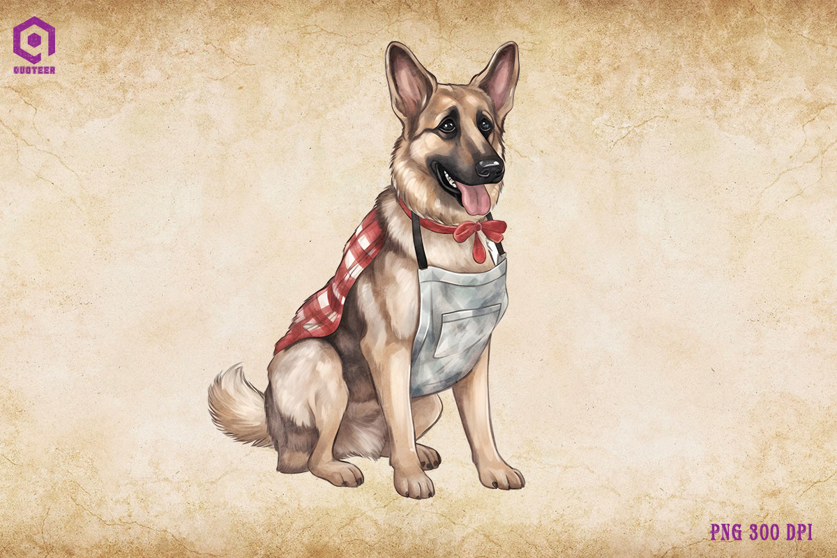 German Shepherd Dog Wearing Apron Graphic by Quoteer · Creative Fabrica