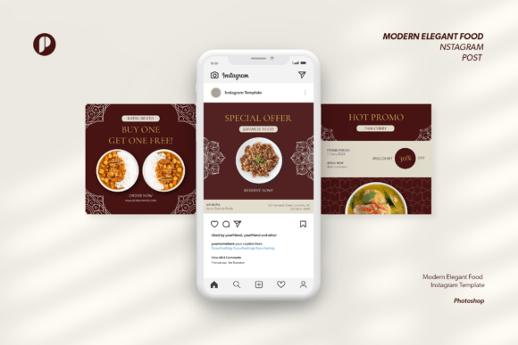Preview of Modern and Elegant Asian Food Instagram food social media design template