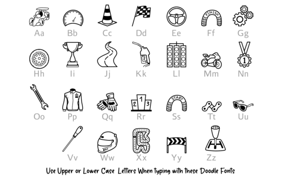 Motorsports Doodle Font PNG with transparent background - Preview 1