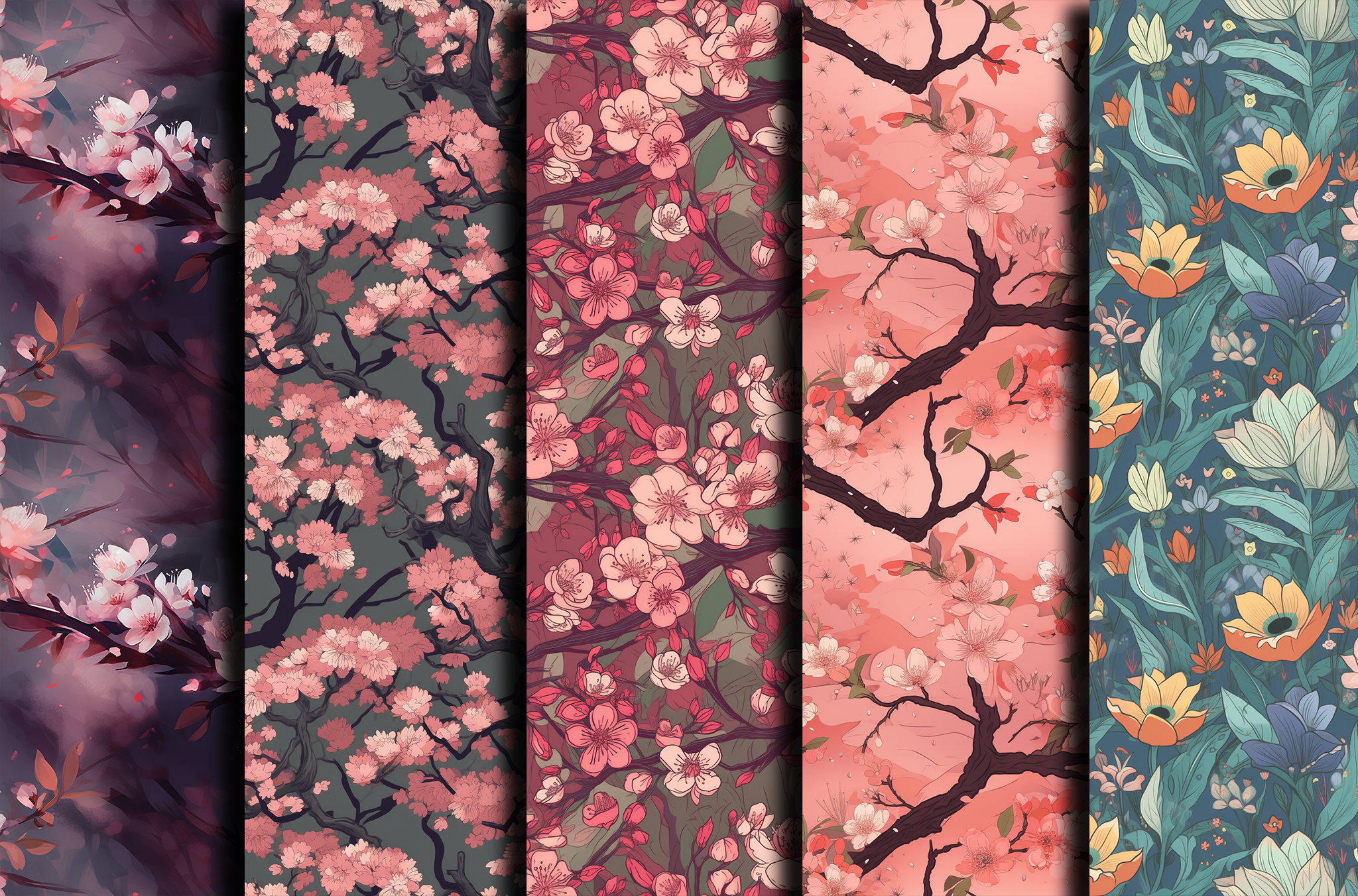 Retro Flowers Patterns - Spring Bundle Graphic by Hiago Moreira ...