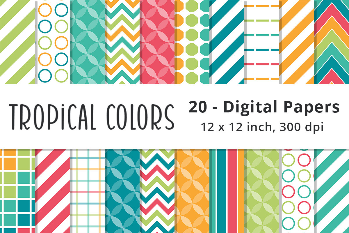 Tropical Rainbow Colors Digital Papers Graphic by Lemon Paper Lab ...
