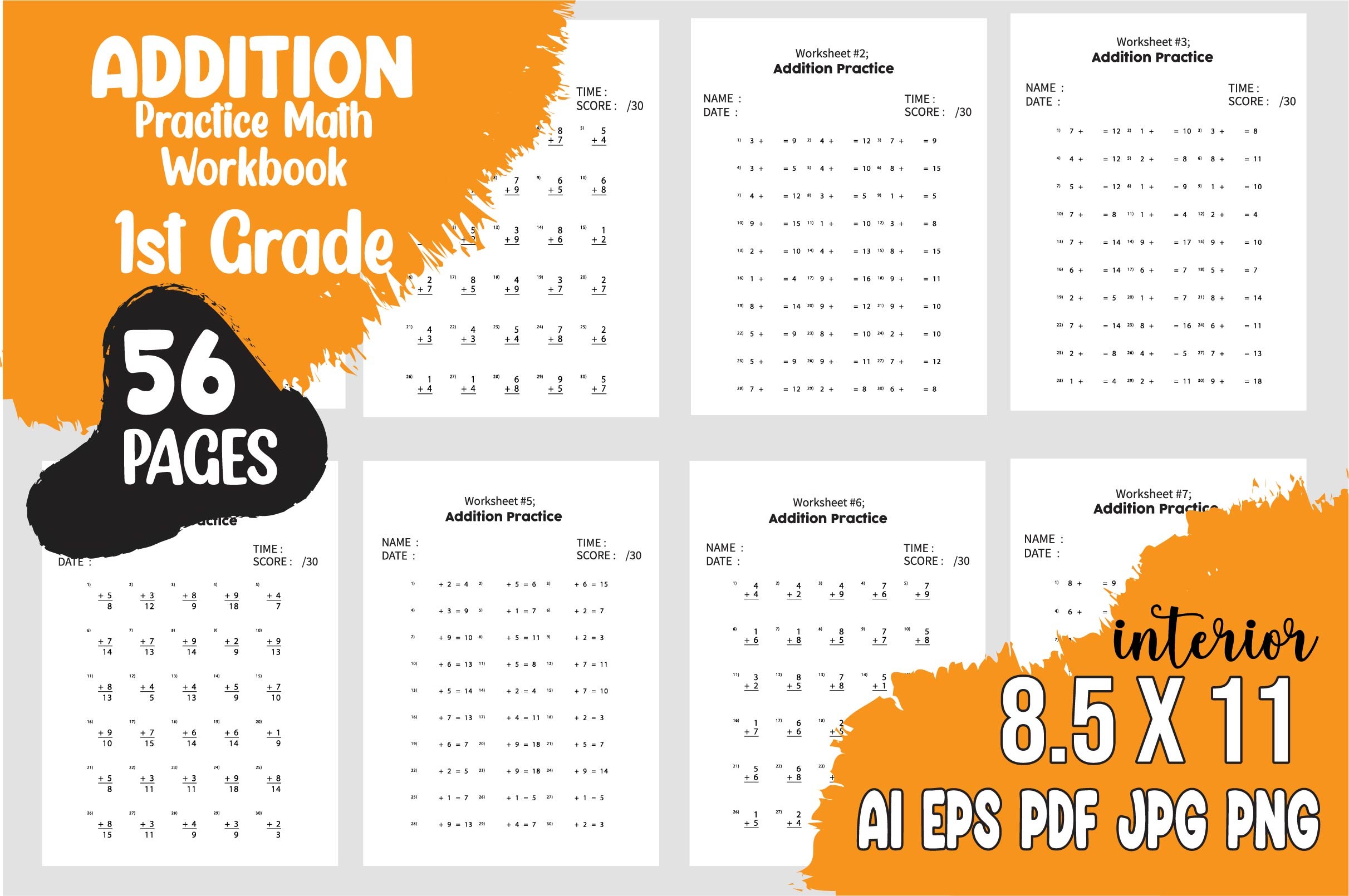 Addition Math Worksheet Graphic by Creative Design · Creative Fabrica