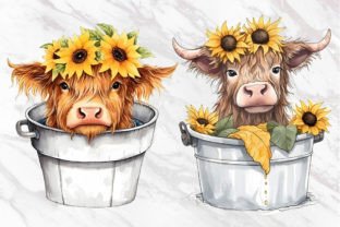 Cute Baby Highland Cow Sunflower PNG Graphic by thSVGpage · Creative ...