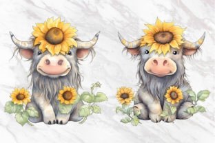 Cute Baby Highland Cow Sunflower PNG Graphic by thSVGpage · Creative ...