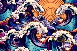 Japanese Inspired Waves Digital Paper Graphic by TE Designs · Creative ...