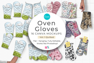 Oven Gloves Mockup for Canva, Quilted
