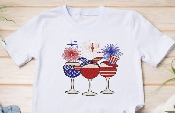 Patriotic Red Wine & Blue Fireworks  Creative Fabrica