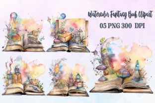 Watercolor Fantasy Book Png Clipart Graphic by NGCraftsGifts · Creative ...