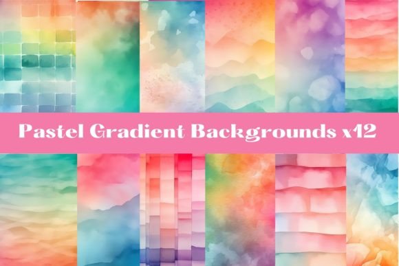 Watercolor Gradients, Pastel Colors X12