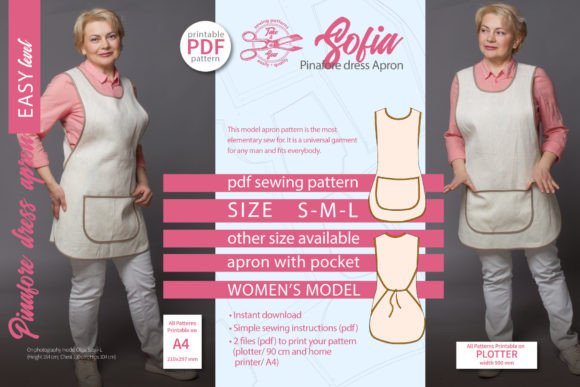 Pinafore Apron Pattern Sofia S-M-L
