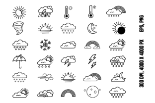 Set of 30 Weather Icons Graphic by YuliDor · Creative Fabrica