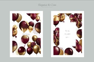 Burgundy and Gold Balloons Clipart Graphic by luizdesigns · Creative ...