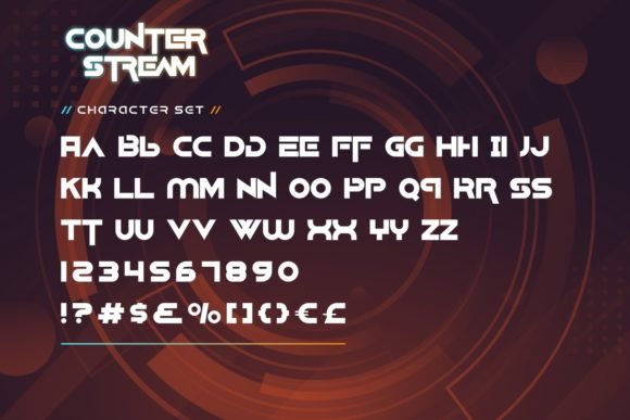 Counter Stream Font PNG with transparent background - Preview 3