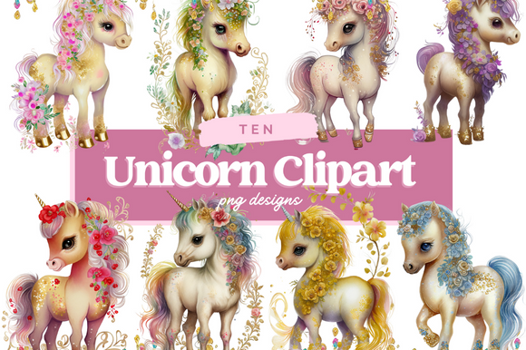 Cute Unicorn Watercolor Clipart Graphic by flourishartnz · Creative Fabrica