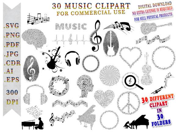 Music Clipart Svg Files For Cricut Graphics