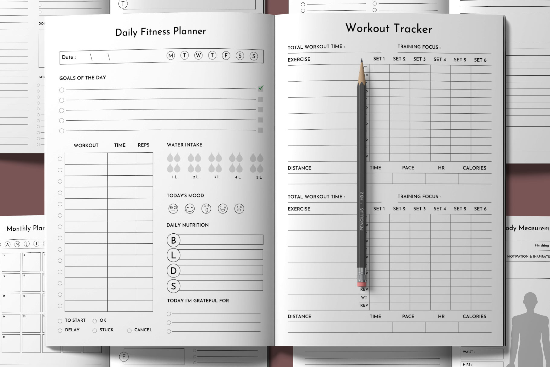 Printable Fitness Planner Bundle Pack Graphic by Design Zone · Creative ...