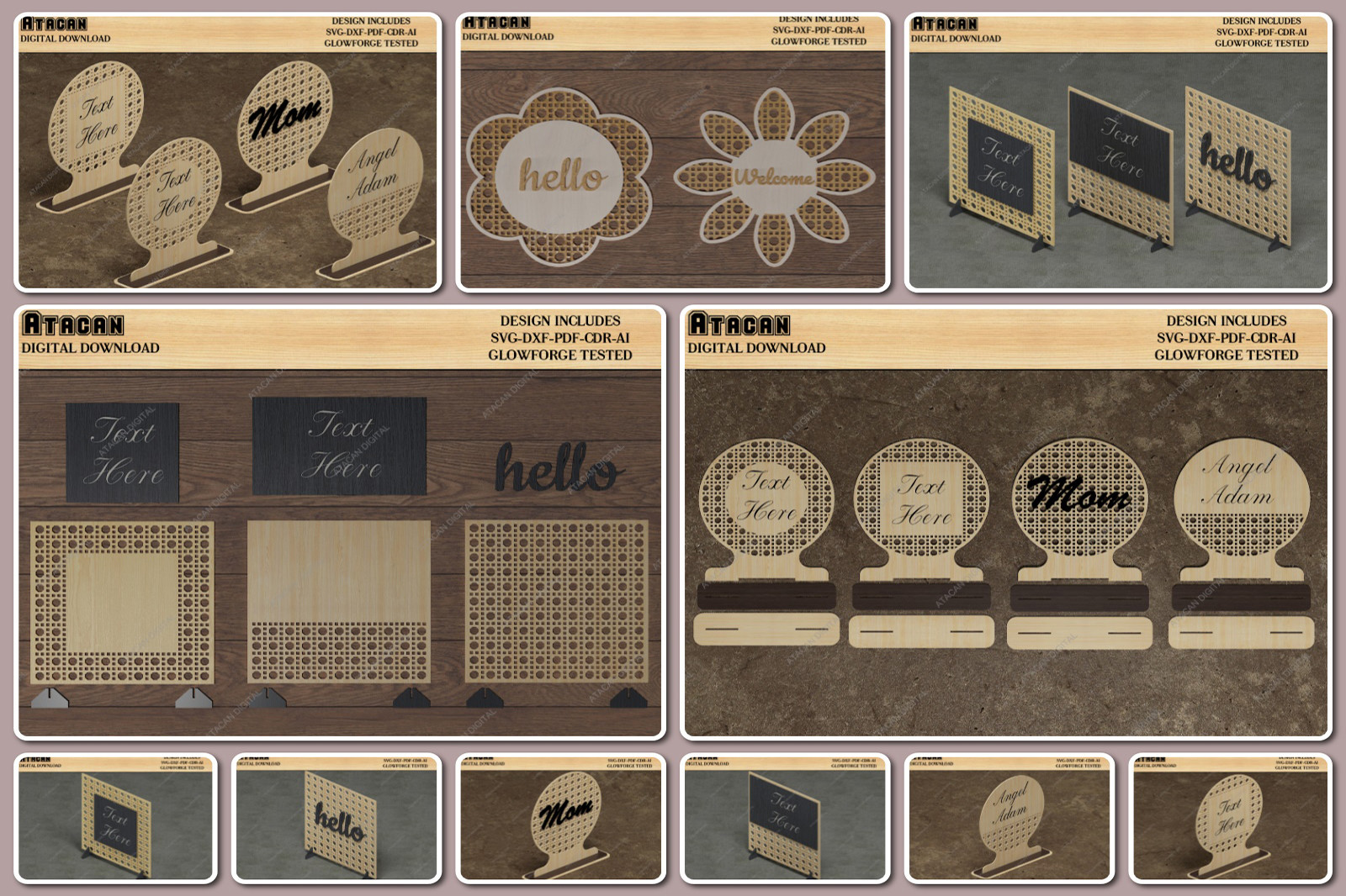 Round Rattan Cane Sign Backer Bundle Graphic by atacanwoodbox ...