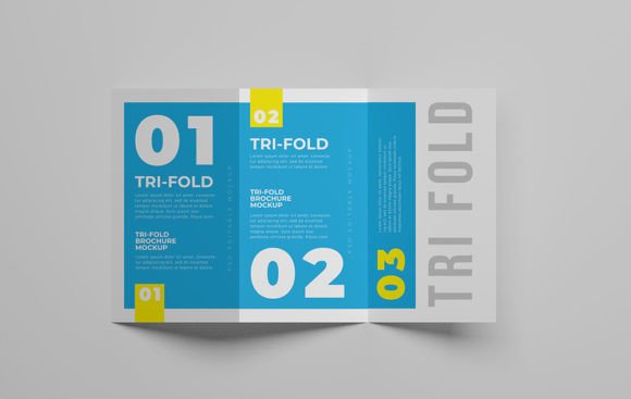 Standing Trifold Brochure Mockup Graphic by Ian Mikraz · Creative Fabrica