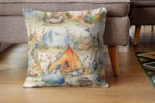 8 Watercolor Camping Seamless Pattern Graphic by Brown Cupple Design ...