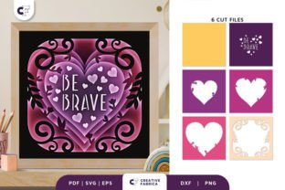 Be Brave Heart Shape 3D Shadow Box SVG · Creative Fabrica