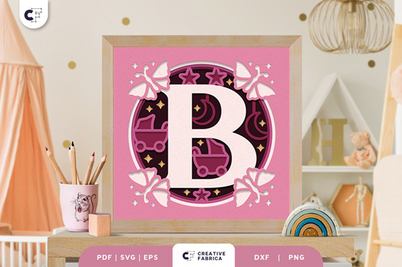 Letters B Baby Girl Alphabet 3D Papercut · Creative Fabrica