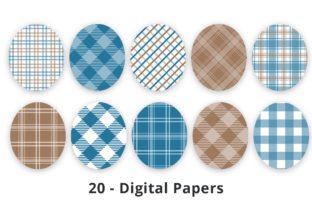 Brown and Blue Plaid Digital Backgrounds Graphic by Lemon Paper Lab ...