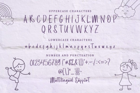 Kids Line Font PNG with transparent background - Preview 6