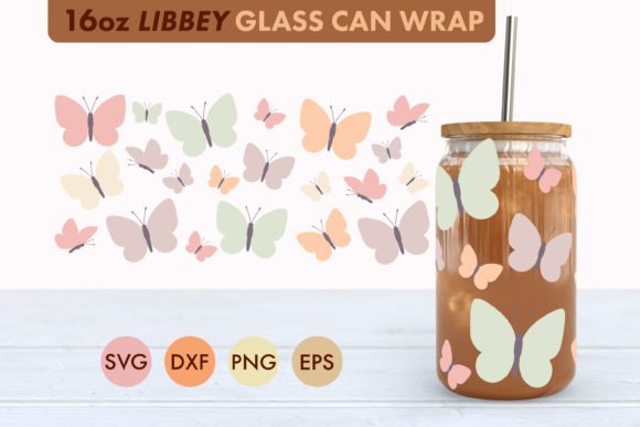 Pastel Butterflies 16 Oz Libbey SVG Graphic Crafts By freelingdesignhouse