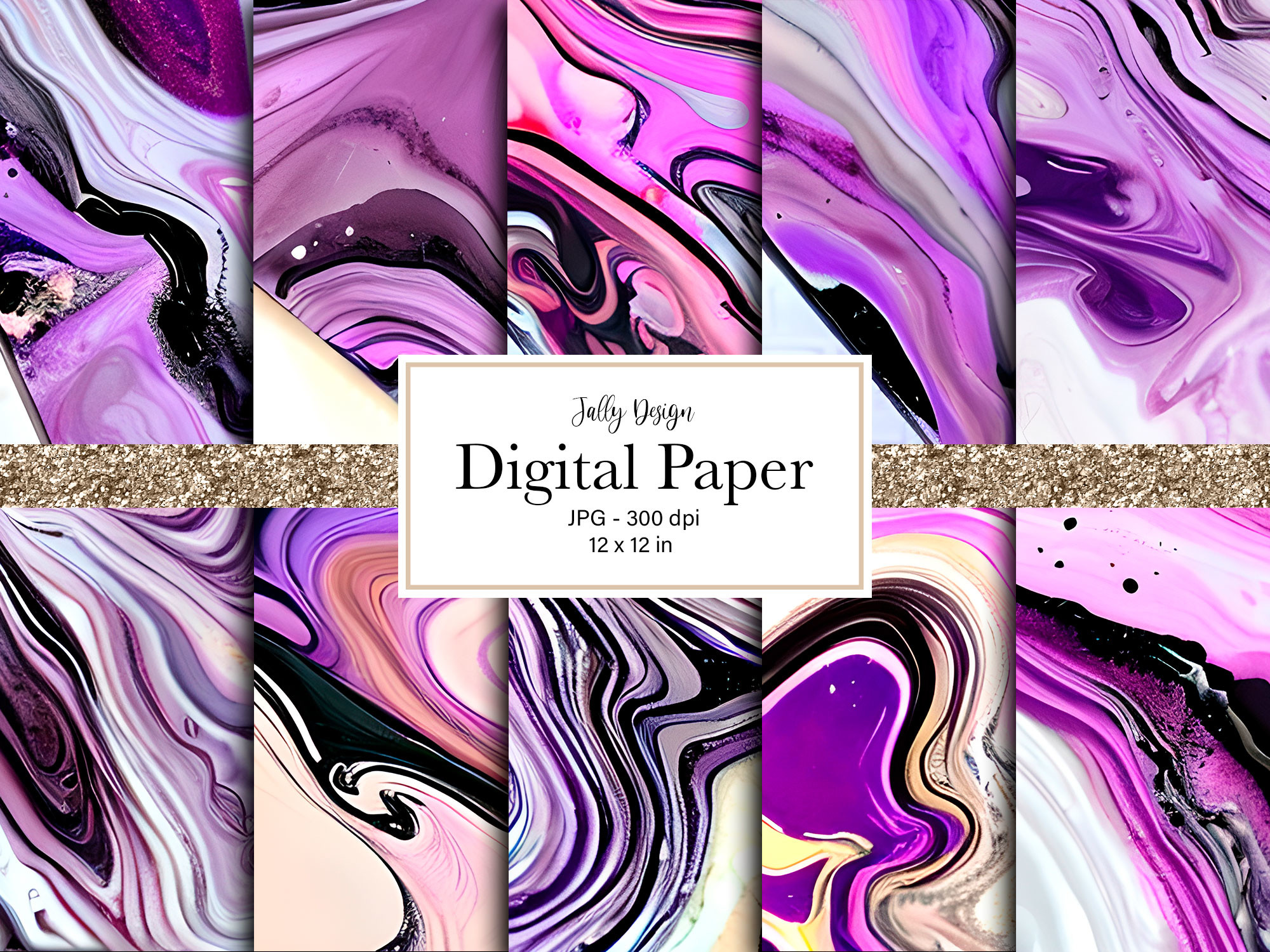 Purple Abstract Art Digital Paper Pack Graphic by jallydesign ...