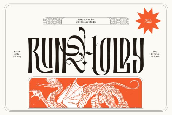 Preview specimen of Runholdy blackletter font