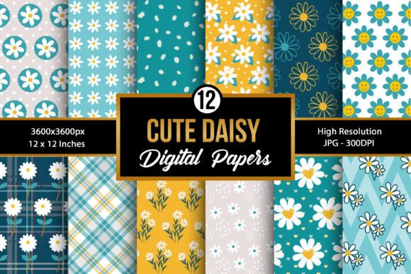 Cute Daisy Flowers Digital Papers Graphic by Creative Store · Creative ...