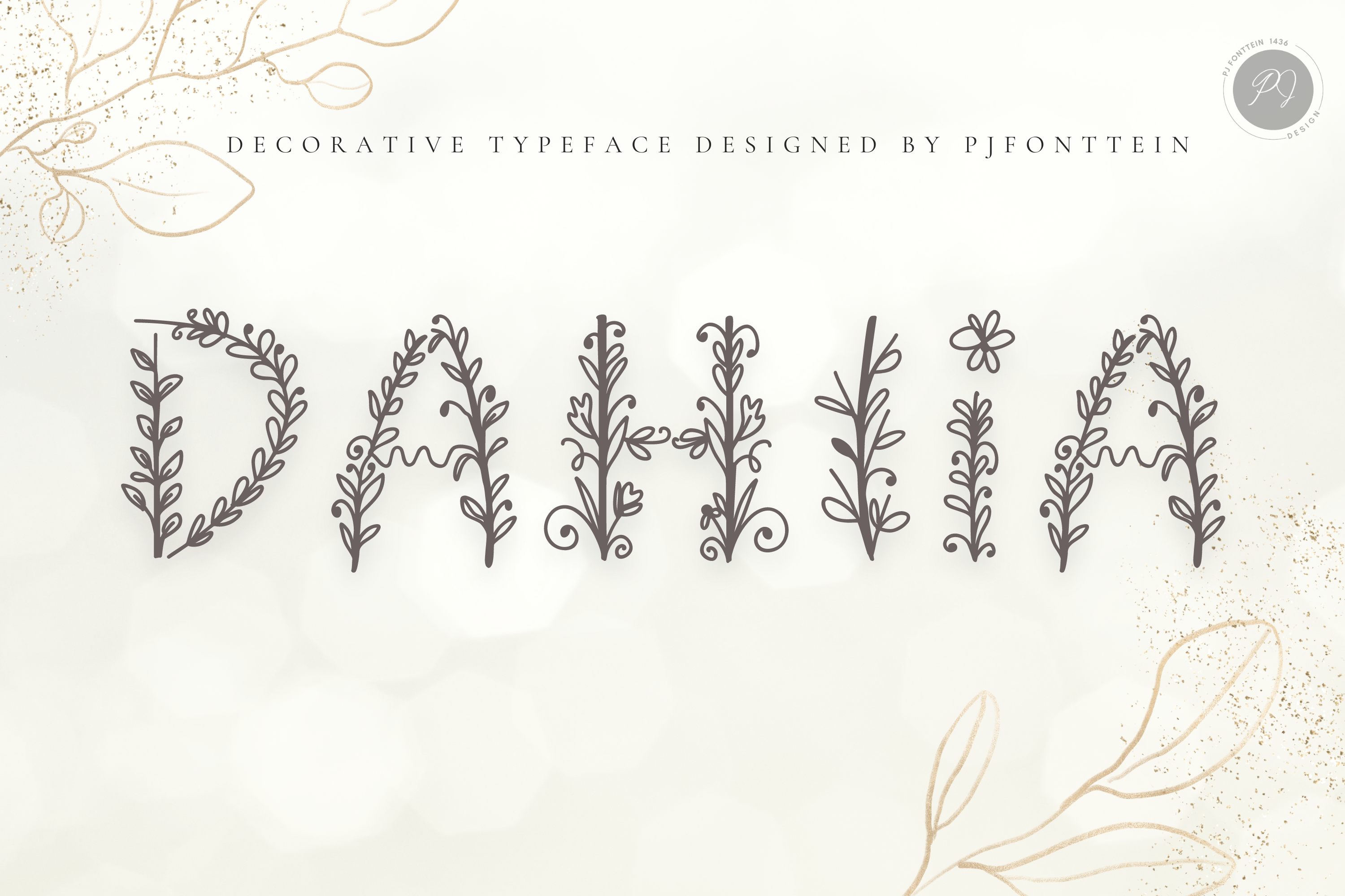 Dahlia font preview in a floral display style