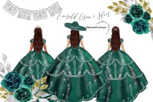 Emerald Green Princess Dress Clipart Graphic by SunflowerLove  Creative  Fabrica