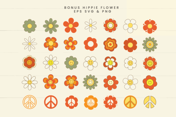 Hippie Flower Font PNG with transparent background - Preview 6