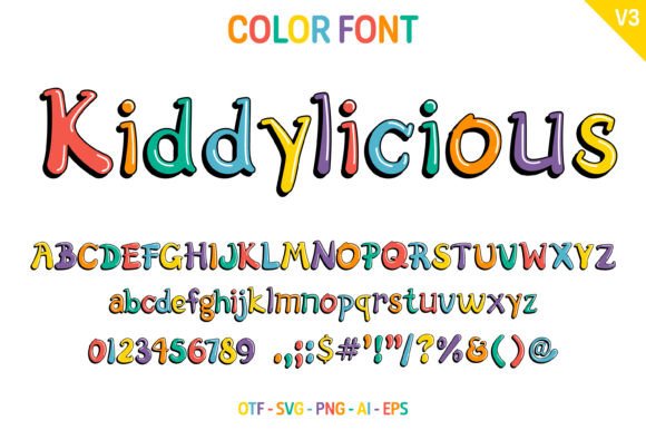 Kiddylicious V3 Font PNG with transparent background - Preview 1