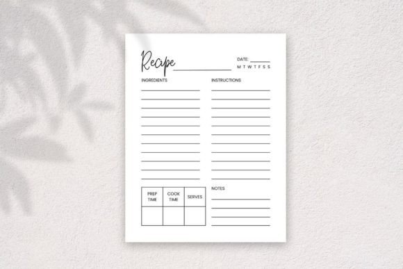 Recipe Template Printable Graphics