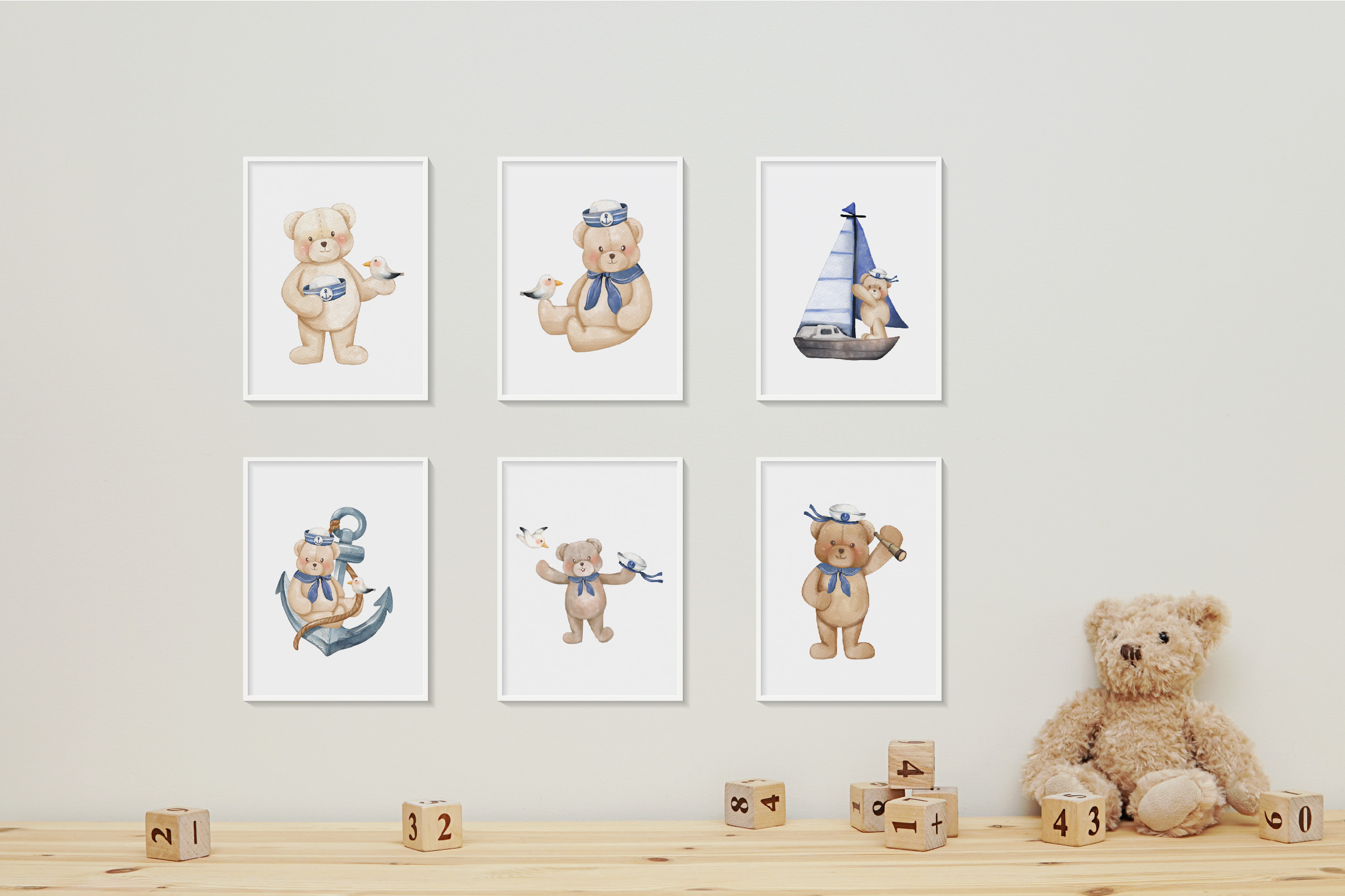 Bear Sailor Nautical Watercolor Clipart - photo 9