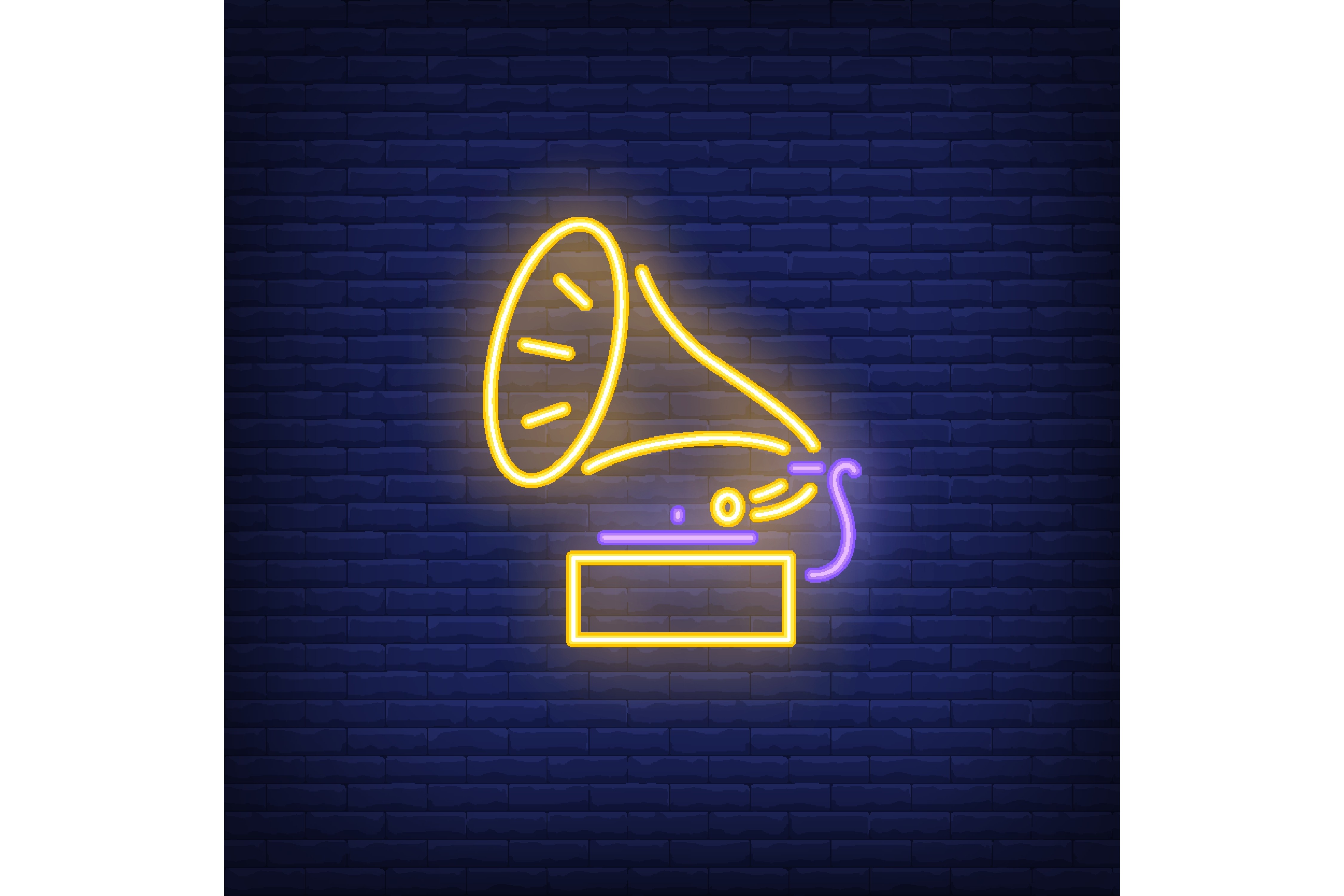 Gramophone Neon Sign. Music and Vintage Graphic by pch.vector ...